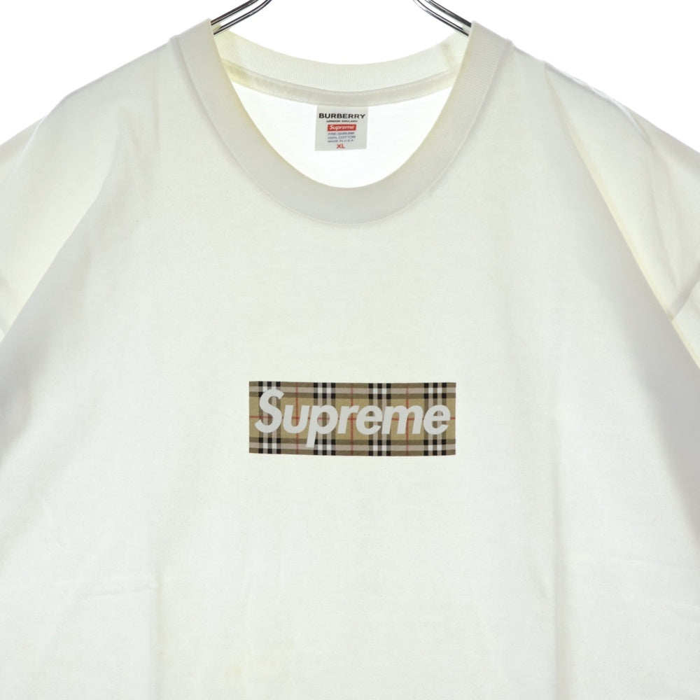 SUPREME(シュプリーム) 22SS ×Burberry Box Logo Tee バーバリー ボックスロゴ クルーネック半袖Tシャツ カットソー ホワイト