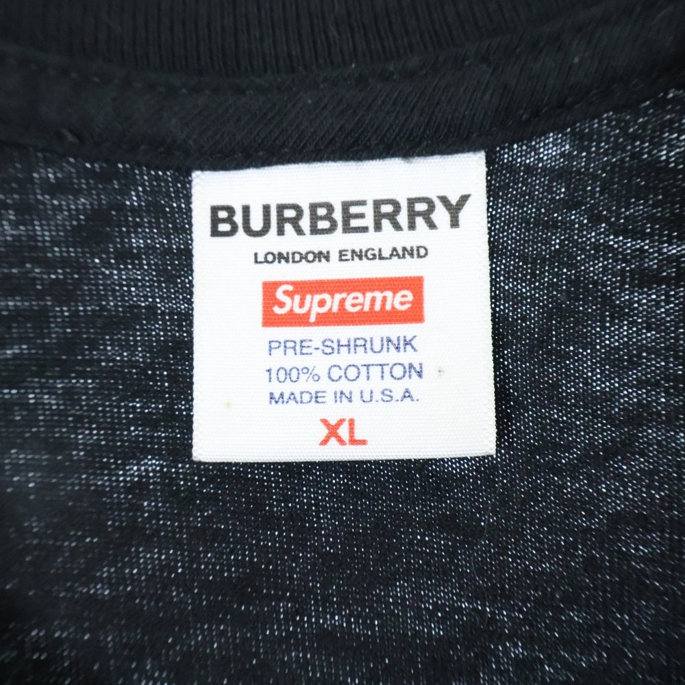 SUPREME(シュプリーム) 22SS ×Burberry Box Logo Tee バーバリー ボックスロゴ クルーネック半袖Tシャツ カットソー ブラック