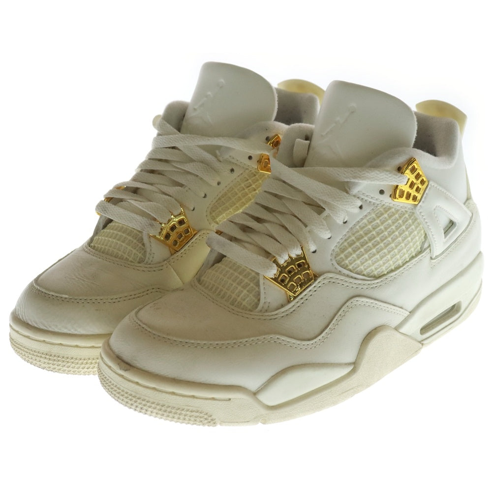 NIKE(ナイキ) WMNS AIR JORDAN 4 RETRO WHITE & GOLD ウィメンズ エア ジョーダン 4 レトロ ハイカットスニーカー ホワイト/ゴールド US8/25cm AQ9129-170