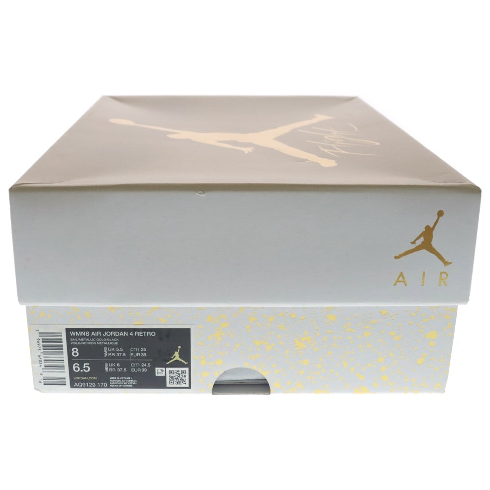NIKE(ナイキ) WMNS AIR JORDAN 4 RETRO WHITE & GOLD ウィメンズ エア ジョーダン 4 レトロ ハイカットスニーカー ホワイト/ゴールド US8/25cm AQ9129-170