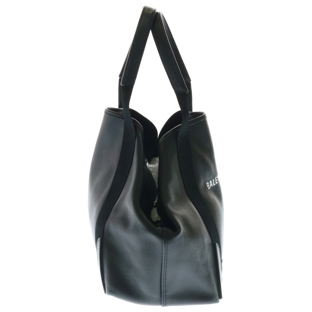 BALENCIAGA(バレンシアガ) ネイビーカバス M ポーチ付き ロゴプリント レザー ハンド トートバッグブラック 581292