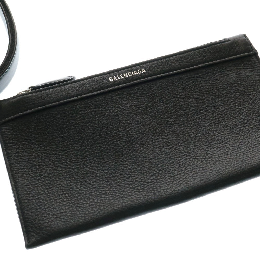 BALENCIAGA(バレンシアガ) ネイビーカバス M ポーチ付き ロゴプリント レザー ハンド トートバッグブラック 581292