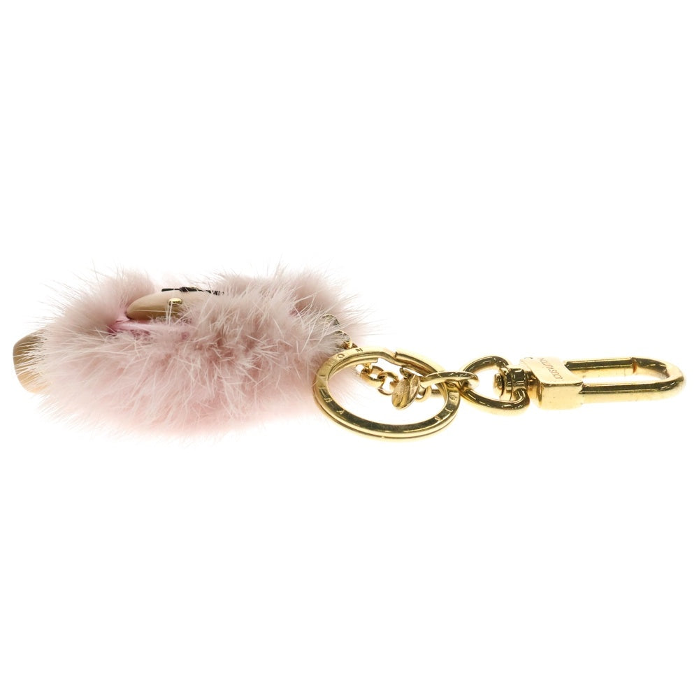 LOUIS VUITTON(ルイヴィトン) ポルトクレ ヴィヴィエンヌ ファー ウッド レジン キーホルダー バッグチャーム ゴールド/ピンク M63095 DI0158 レディース