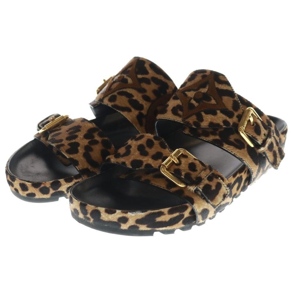 LOUIS VUITTON(ルイヴィトン) ボンディア ライン ミュール レオパード フラット サンダル ブラウン/ブラック SC0159 レディース