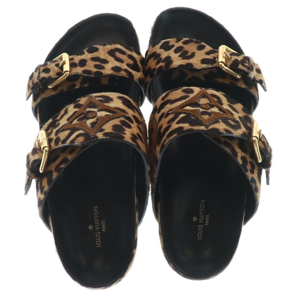 LOUIS VUITTON(ルイヴィトン) ボンディア ライン ミュール レオパード フラット サンダル ブラウン/ブラック SC0159 レディース