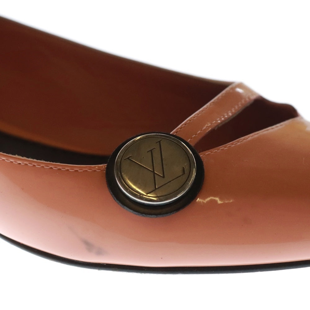 LOUIS VUITTON(ルイヴィトン) ポインテッドトゥ ロゴ エナメル フラット パンプス ピンク MA0175 レディース