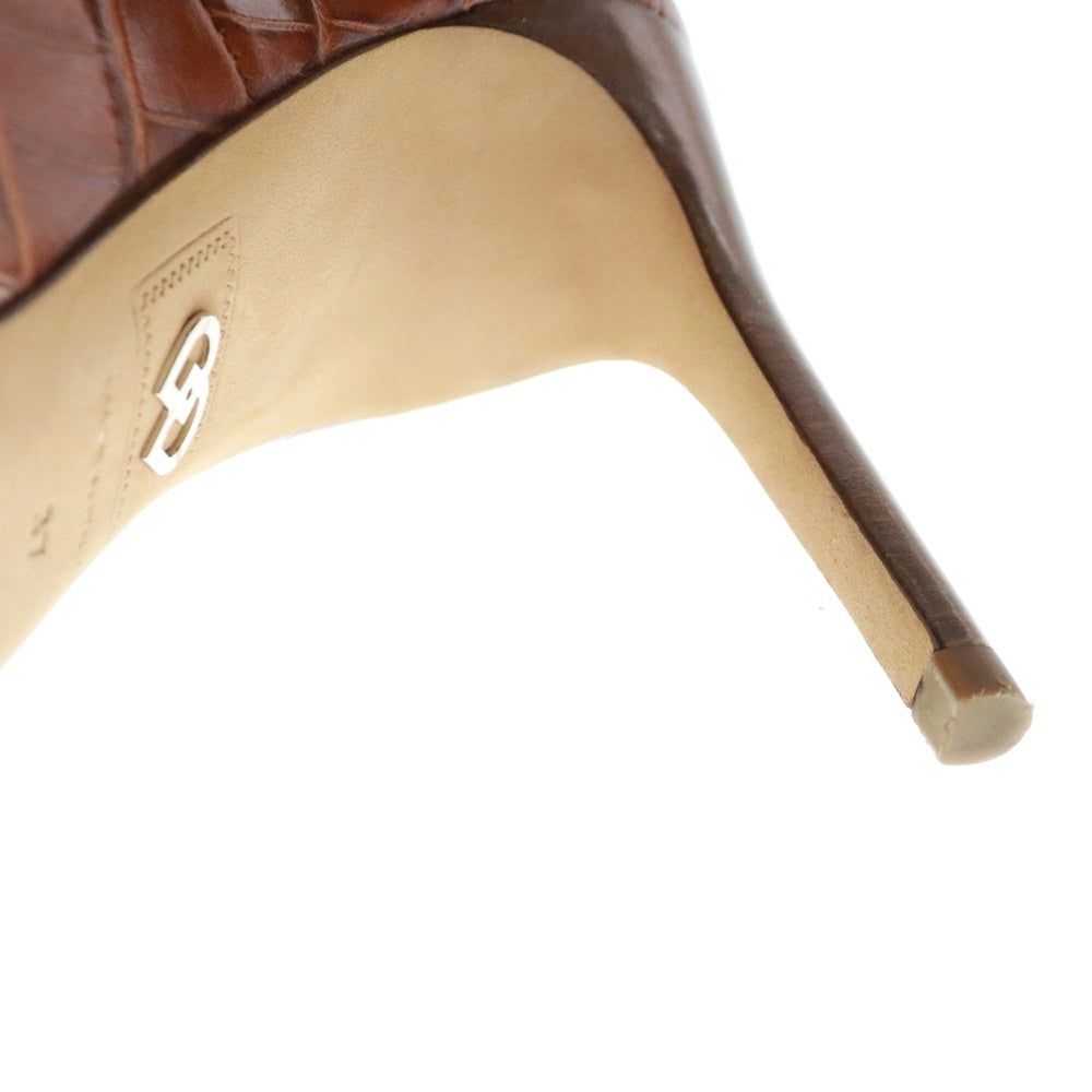 DSQUARED2(ディースクエアード) クロコ型押し ポインテッドトゥ ヒール パンプス ブラウン レディース