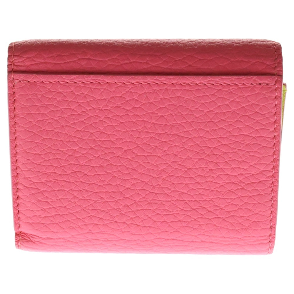 LOUIS VUITTON(ルイヴィトン) ポルトフォイユカプシーヌ XS バイカラー レザー コンパクトウォレット 2つ折り財布 ピンク/イエロー M81203 RFID レディース