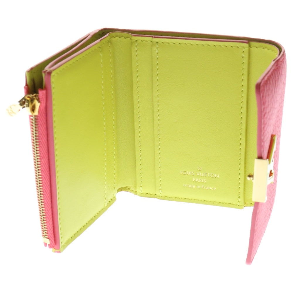 LOUIS VUITTON(ルイヴィトン) ポルトフォイユカプシーヌ XS バイカラー レザー コンパクトウォレット 2つ折り財布 ピンク/イエロー M81203 RFID レディース