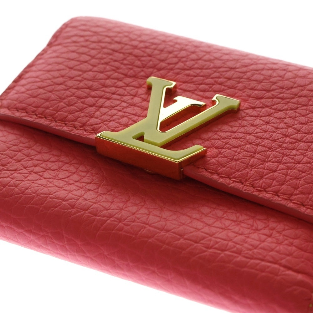 LOUIS VUITTON(ルイヴィトン) ポルトフォイユカプシーヌ XS バイカラー レザー コンパクトウォレット 2つ折り財布 ピンク/イエロー M81203 RFID レディース