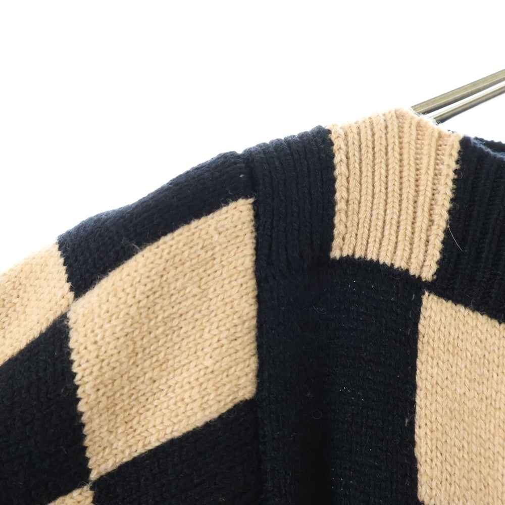 LOUIS VUITTON(ルイヴィトン) 19AW カシミヤ混 ニットチェッカー柄ワンピース ブラック/ブラウン RW192B RZB FHKD91 レディース