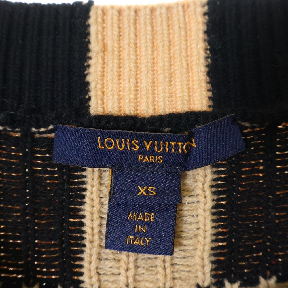 LOUIS VUITTON(ルイヴィトン) 19AW カシミヤ混 ニットチェッカー柄ワンピース ブラック/ブラウン RW192B RZB FHKD91 レディース