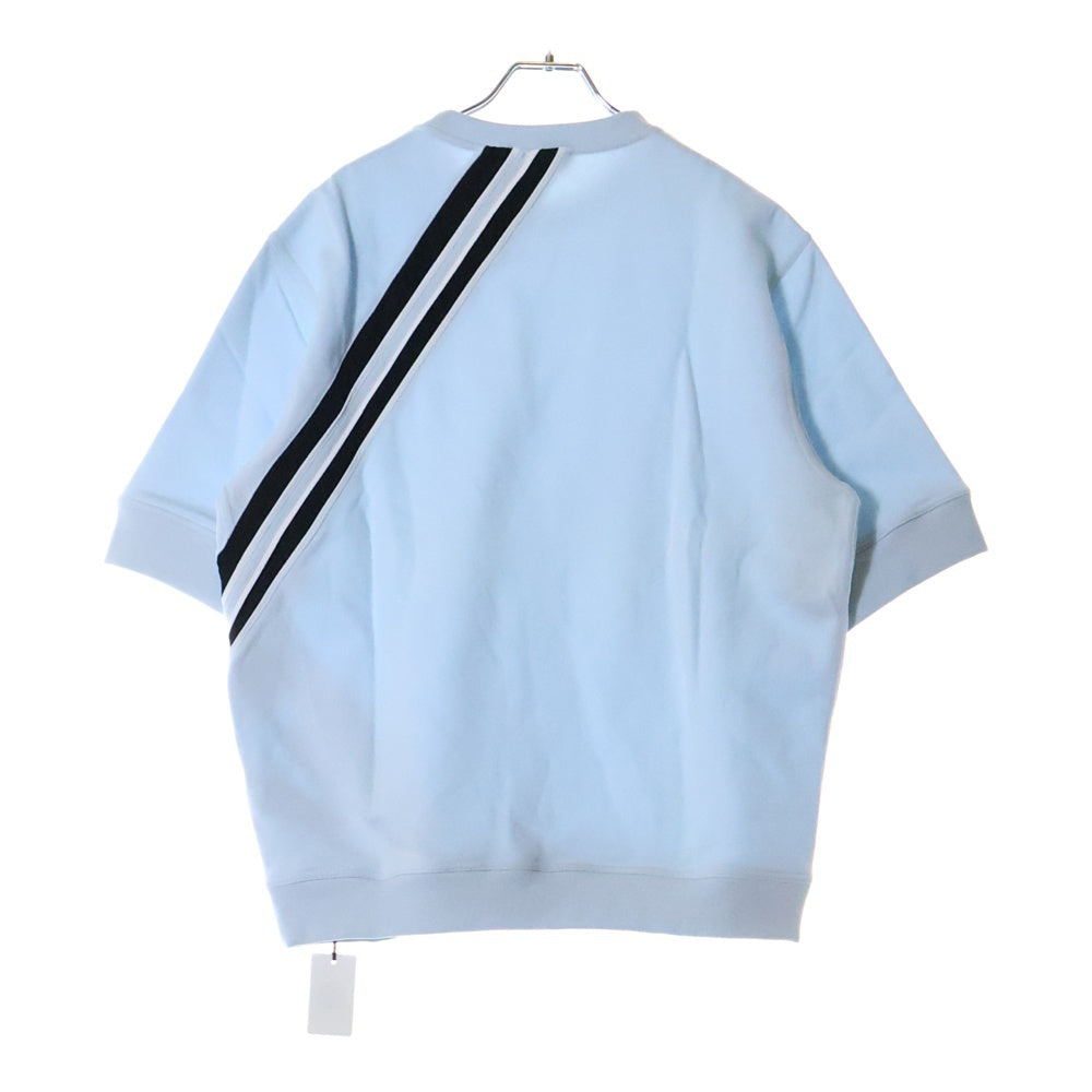 HERMES(エルメス) ランH ラインデザイン クルーネック スウェット半袖Tシャツ ライトブルー