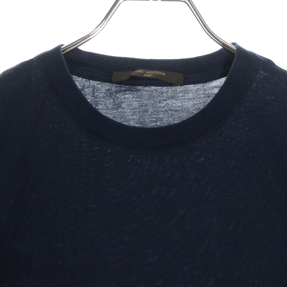 LOUIS VUITTON(ルイヴィトン) 14SS ロゴ刺繍 クルーネック半袖Tシャツカットソー ネイビー RM142Q H5IY05JC8