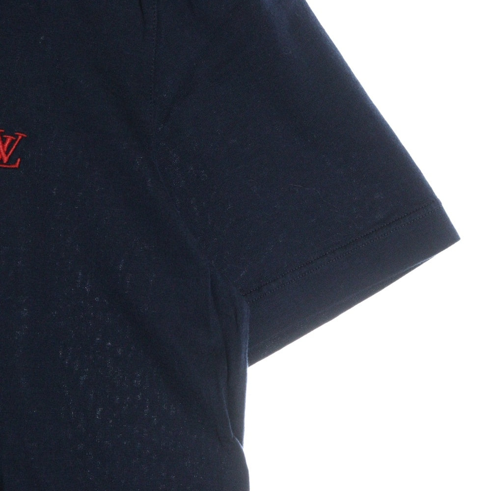 LOUIS VUITTON(ルイヴィトン) 14SS ロゴ刺繍 クルーネック半袖Tシャツカットソー ネイビー RM142Q H5IY05JC8