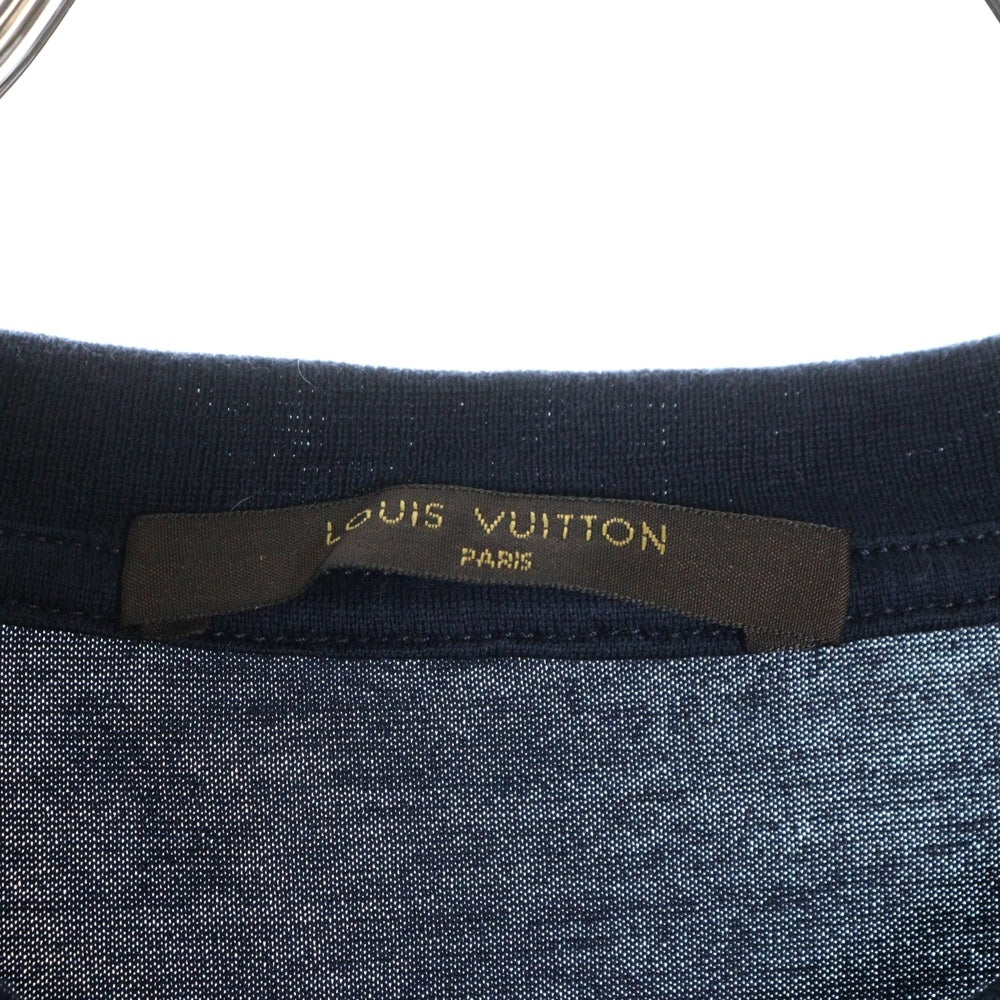 LOUIS VUITTON(ルイヴィトン) 14SS ロゴ刺繍 クルーネック半袖Tシャツカットソー ネイビー RM142Q H5IY05JC8