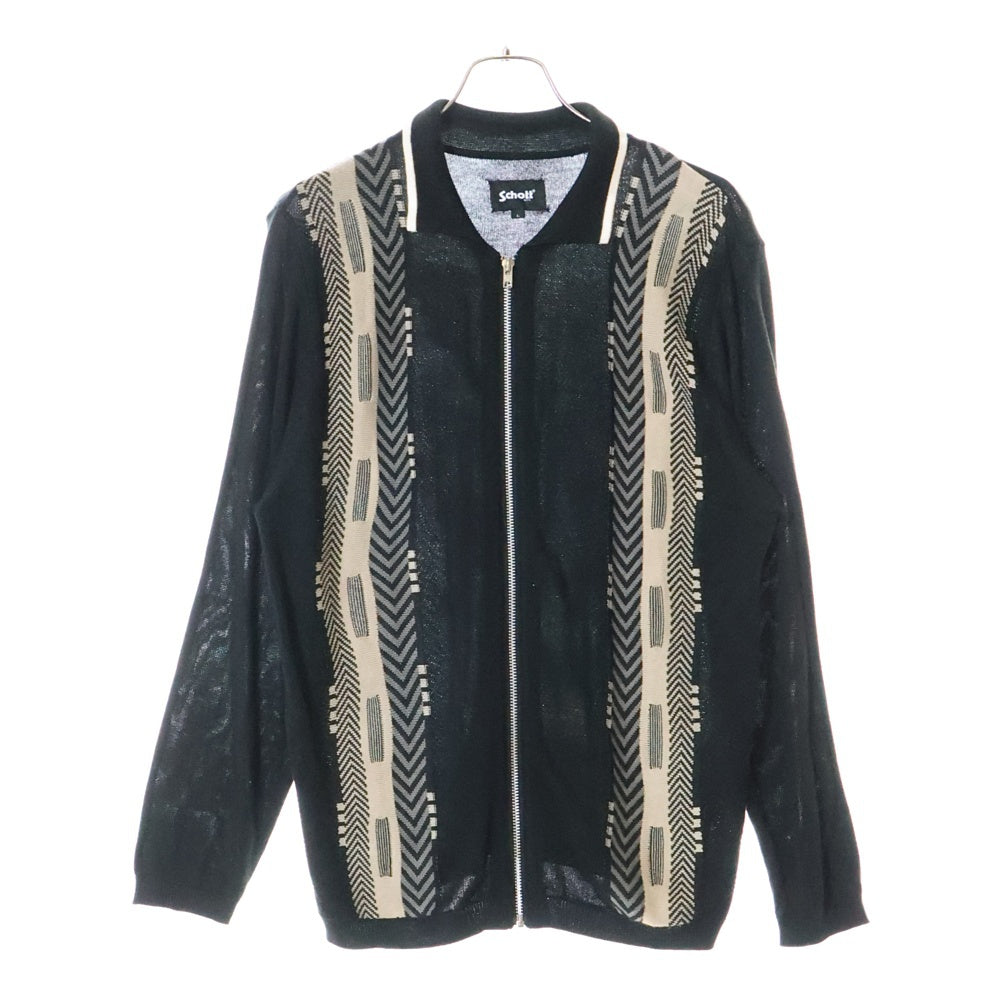 SCHOTT(ショット) LS ZIP KNIT CARDIGAN ロングスリーブ ジップアップ アクリル ニットカーディガン ブラック 782-4141001