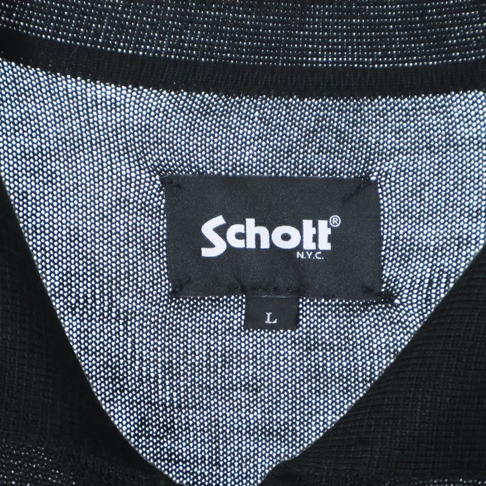 SCHOTT(ショット) LS ZIP KNIT CARDIGAN ロングスリーブ ジップアップ アクリル ニットカーディガン ブラック 782-4141001