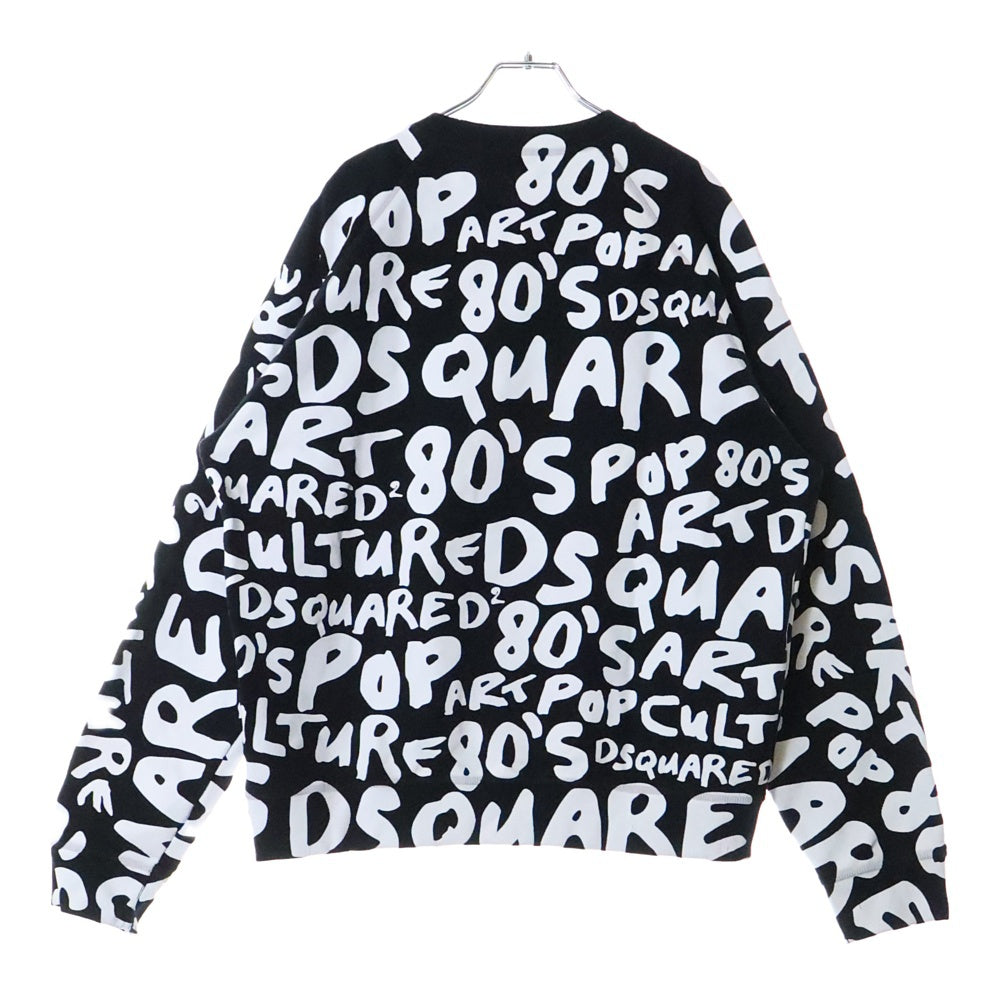 DSQUARED2(ディースクエアード) D2 POP 80S COOL FIT CREWNECK 総柄 クルーネック スウェット トレーナーブラック S74GU0774 S25551
