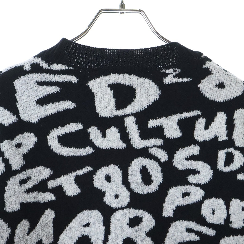 DSQUARED2(ディースクエアード) D2 POP 80S COOL FIT CREWNECK 総柄 クルーネックニットセーターブラック S75HA1246 S18438 レディース