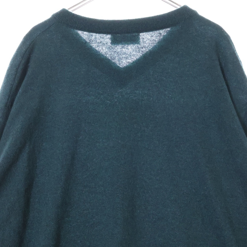 BALENCIAGA(バレンシアガ) 21AW バックロゴ刺繍 オーバーサイズ カシミヤVネック 長袖ニットセーター ダークグリーン 682007 T4122