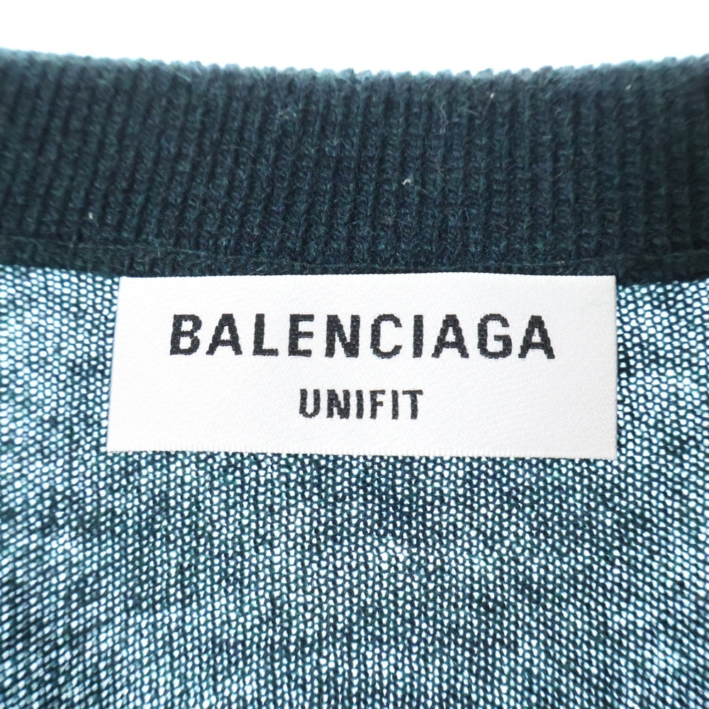 BALENCIAGA(バレンシアガ) 21AW バックロゴ刺繍 オーバーサイズ カシミヤVネック 長袖ニットセーター ダークグリーン 682007 T4122