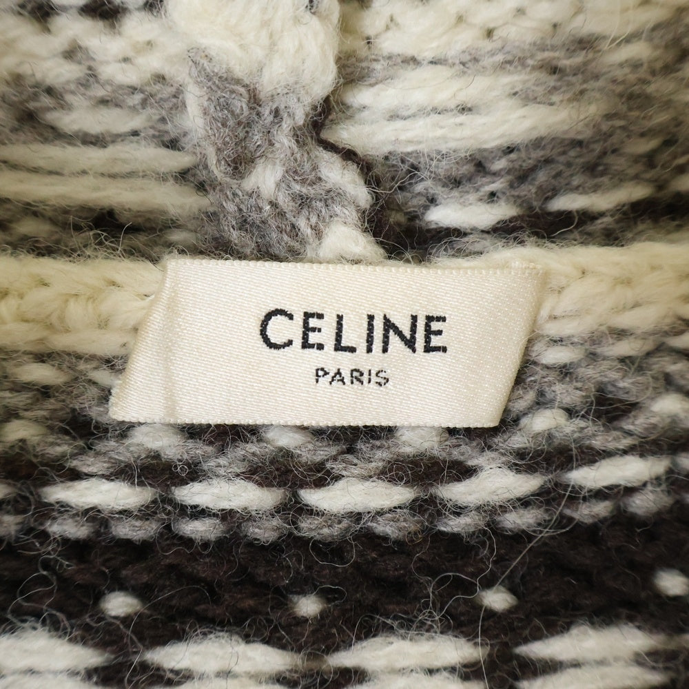 CELINE(セリーヌ) 21AW Oversized Baja Pullover オーバーサイズ バハ プルオーバーニットパーカー ホワイト/ブラウン 2A80R107O