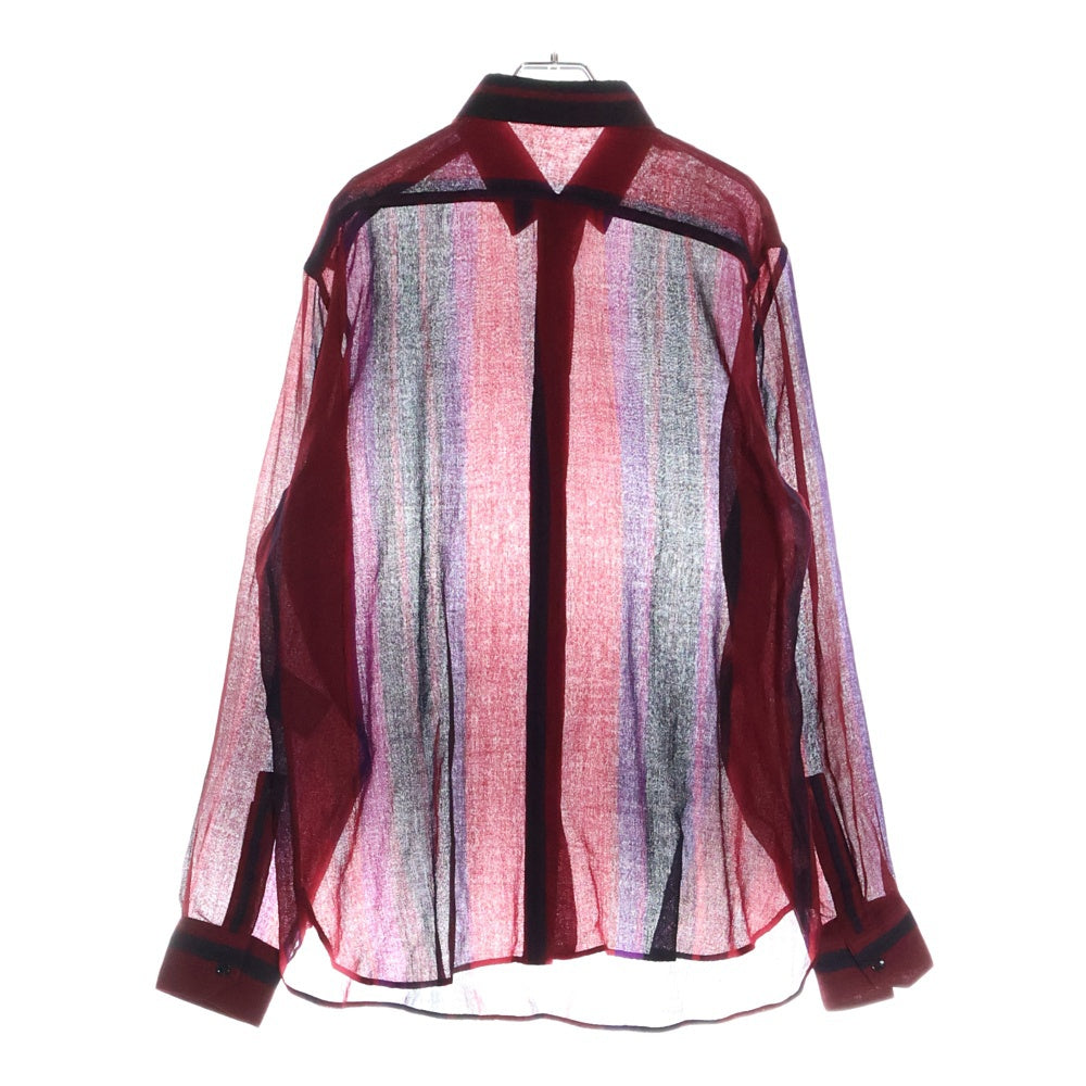 SAINT LAURENT PARIS(サンローランパリ) 19AW フライフロント ウールシアーストライプシャツ レッド 564172 Y631U