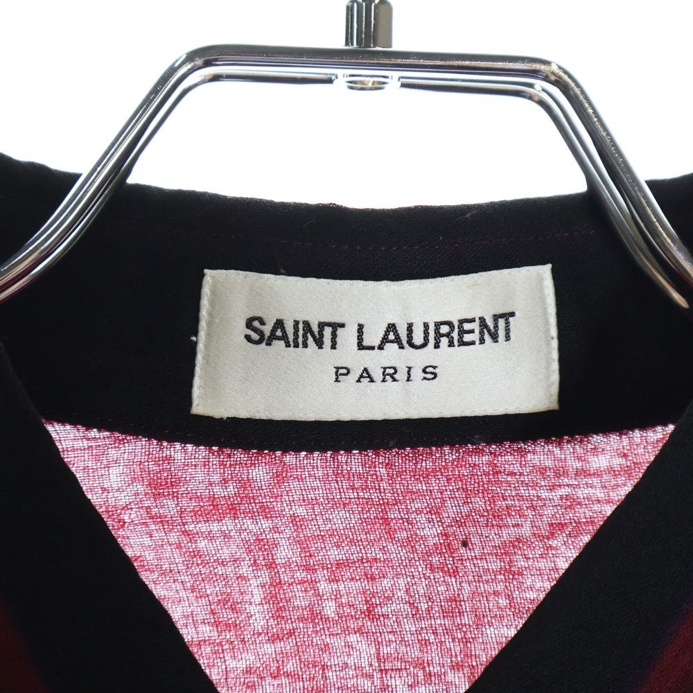 SAINT LAURENT PARIS(サンローランパリ) 19AW フライフロント ウールシアーストライプシャツ レッド 564172 Y631U