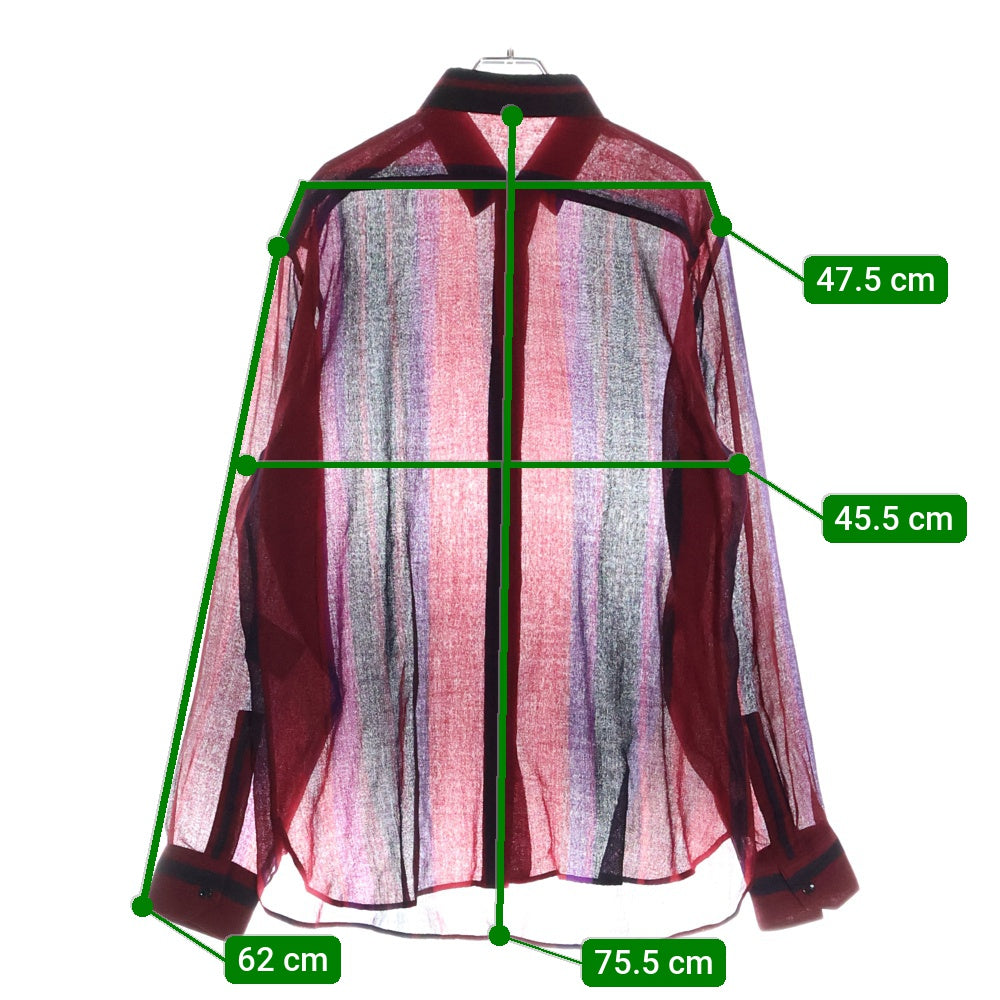 SAINT LAURENT PARIS(サンローランパリ) 19AW フライフロント ウールシアーストライプシャツ レッド 564172 Y631U