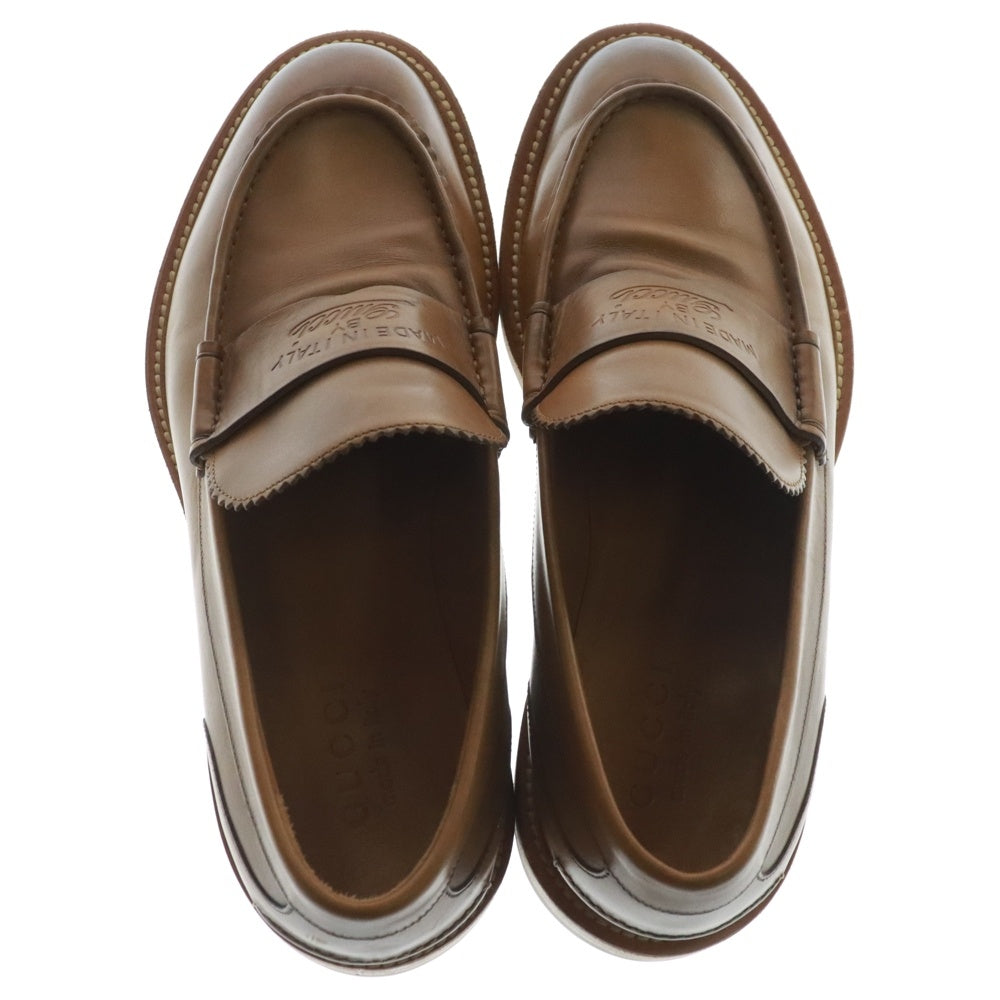 GUCCI(グッチ) レザー コインローファー ブラウン 262079