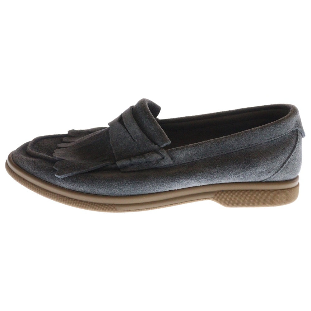 BRUNELLO CUCINELLI(ブルネロクチネリ) スウェード フリンジ コインローファー シューズ グレー