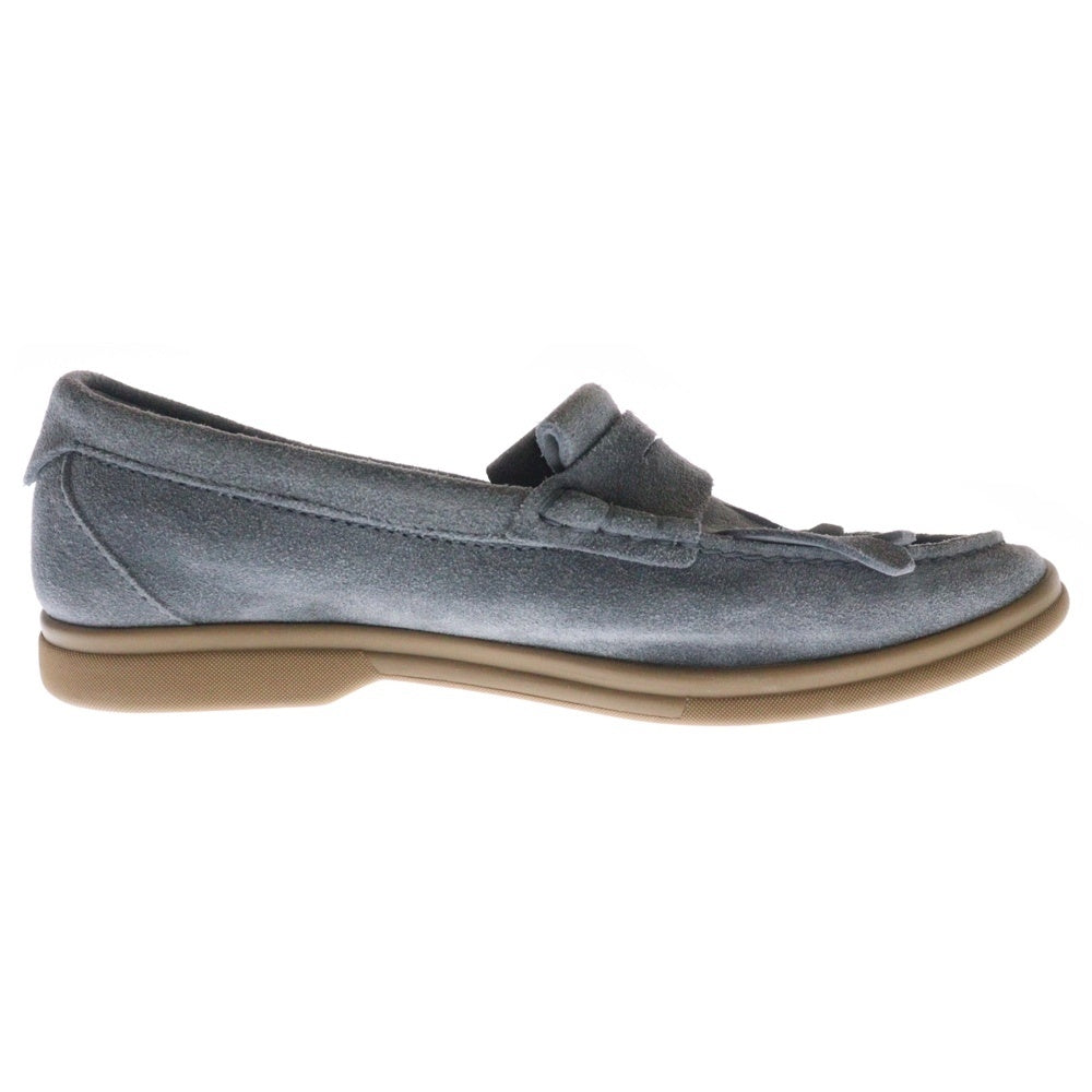 BRUNELLO CUCINELLI(ブルネロクチネリ) スウェード フリンジ コインローファー シューズ グレー