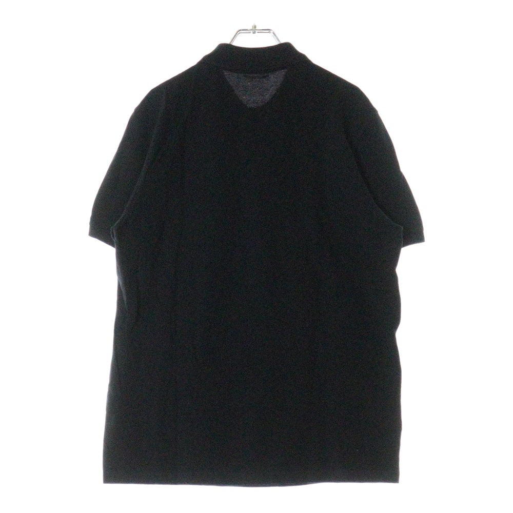 PRADA SPORT(プラダ スポーツ) 前立てナイロン切り替え ラバーロゴ 半袖ポロシャツ ブラック ETB2098