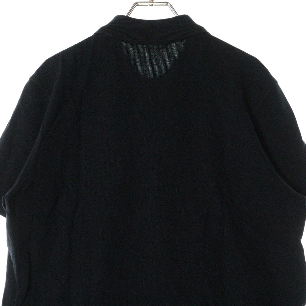 PRADA SPORT(プラダ スポーツ) 前立てナイロン切り替え ラバーロゴ 半袖ポロシャツ ブラック ETB2098