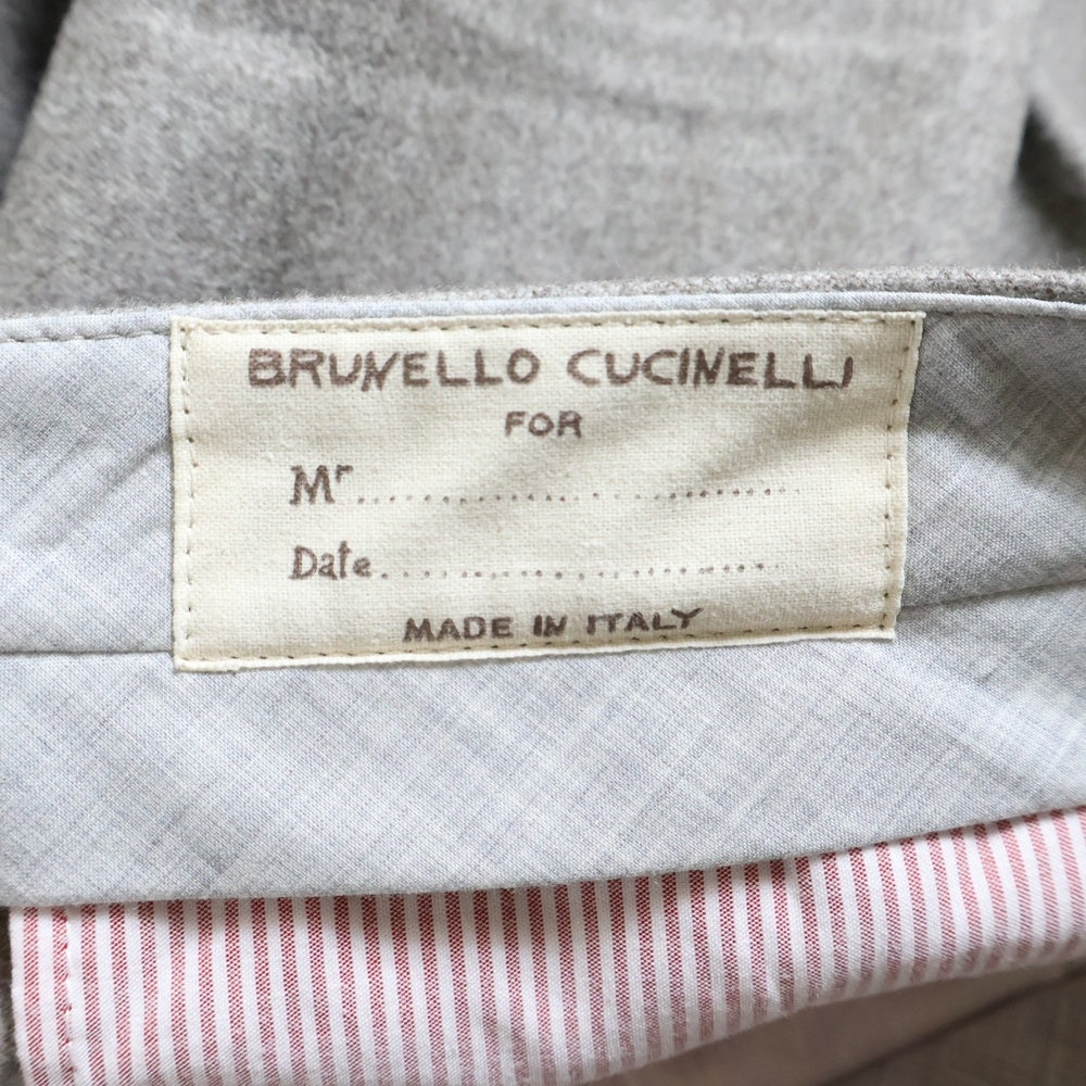 BRUNELLO CUCINELLI(ブルネロクチネリ) ウール センタープレス スラックスパンツ グレー TE91910