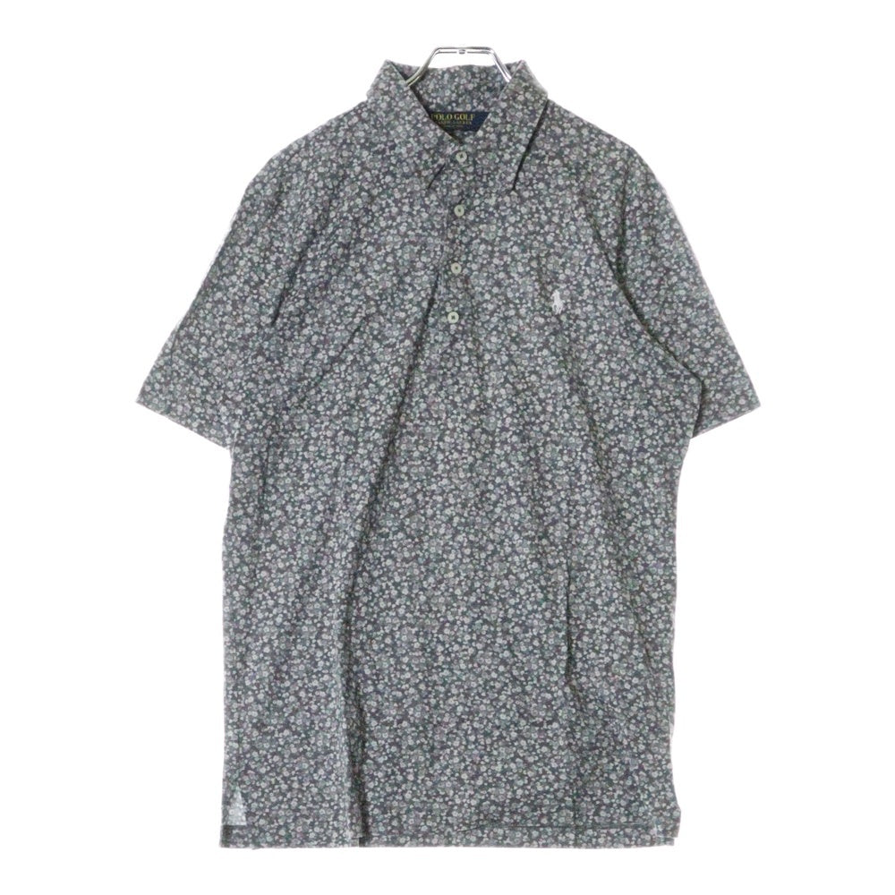Polo GOLF Ralph Lauren(ポロゴルフラルフローレン) フロントロゴ刺繍 花柄 ハーフボタン プルオーバー 半袖シャツ グレー