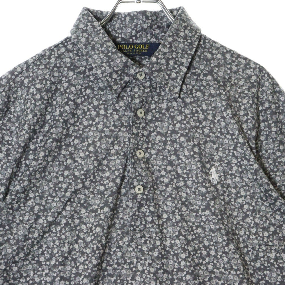 Polo GOLF Ralph Lauren(ポロゴルフラルフローレン) フロントロゴ刺繍 花柄 ハーフボタン プルオーバー 半袖シャツ グレー