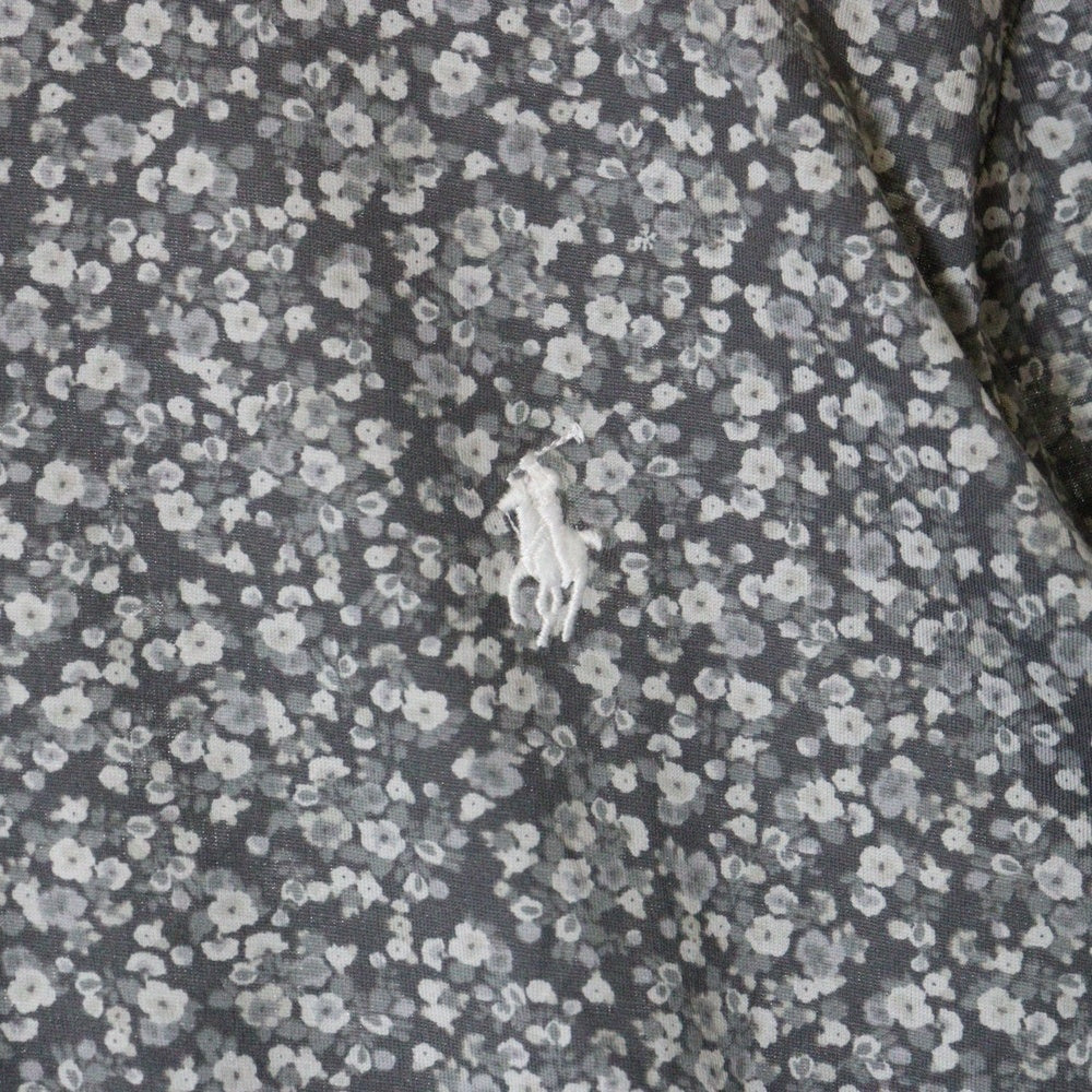 Polo GOLF Ralph Lauren(ポロゴルフラルフローレン) フロントロゴ刺繍 花柄 ハーフボタン プルオーバー 半袖シャツ グレー