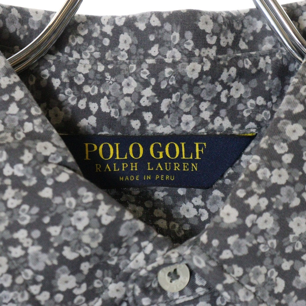 Polo GOLF Ralph Lauren(ポロゴルフラルフローレン) フロントロゴ刺繍 花柄 ハーフボタン プルオーバー 半袖シャツ グレー