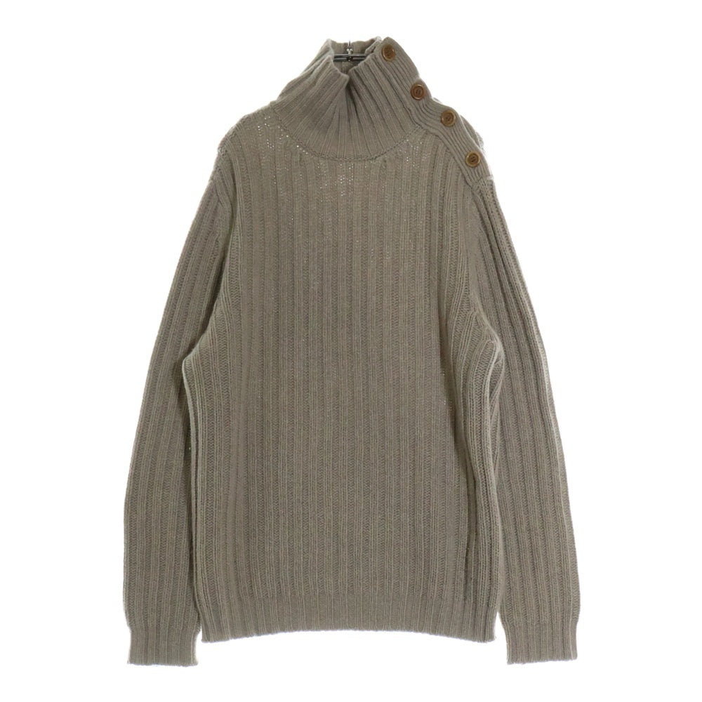 LOEWE(ロエベ) ウール カシミヤ ショルダーボタン タートルネック ニットセーター ベージュ