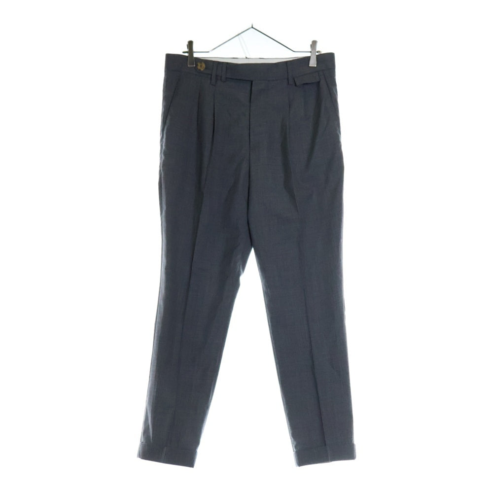BRUNELLO CUCINELLI(ブルネロクチネリ) LEISURE FIT ウール コットン 2タック ジップフライ テーパード スラックスパンツ グレー M032PE1920