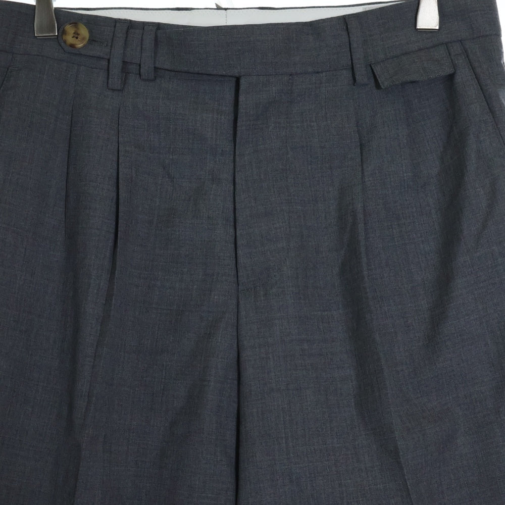 BRUNELLO CUCINELLI(ブルネロクチネリ) LEISURE FIT ウール コットン 2タック ジップフライ テーパード スラックスパンツ グレー M032PE1920