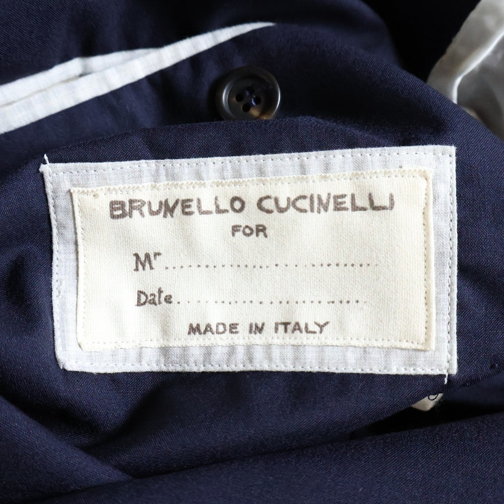 BRUNELLO CUCINELLI(ブルネロクチネリ) コットン ウール 3B ノッチドラペル テーラードジャケット ネイビーDK92502