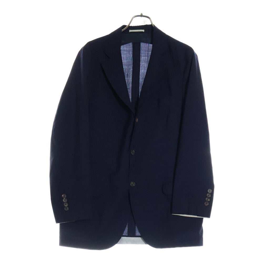 BRUNELLO CUCINELLI(ブルネロクチネリ) コットン ウール 3B ノッチドラペル テーラードジャケット ネイビー