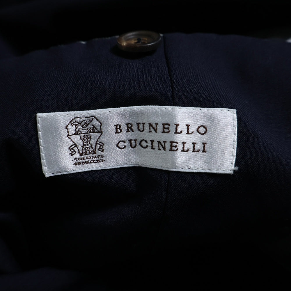 BRUNELLO CUCINELLI(ブルネロクチネリ) コットン ウール 3B ノッチドラペル テーラードジャケット ネイビー