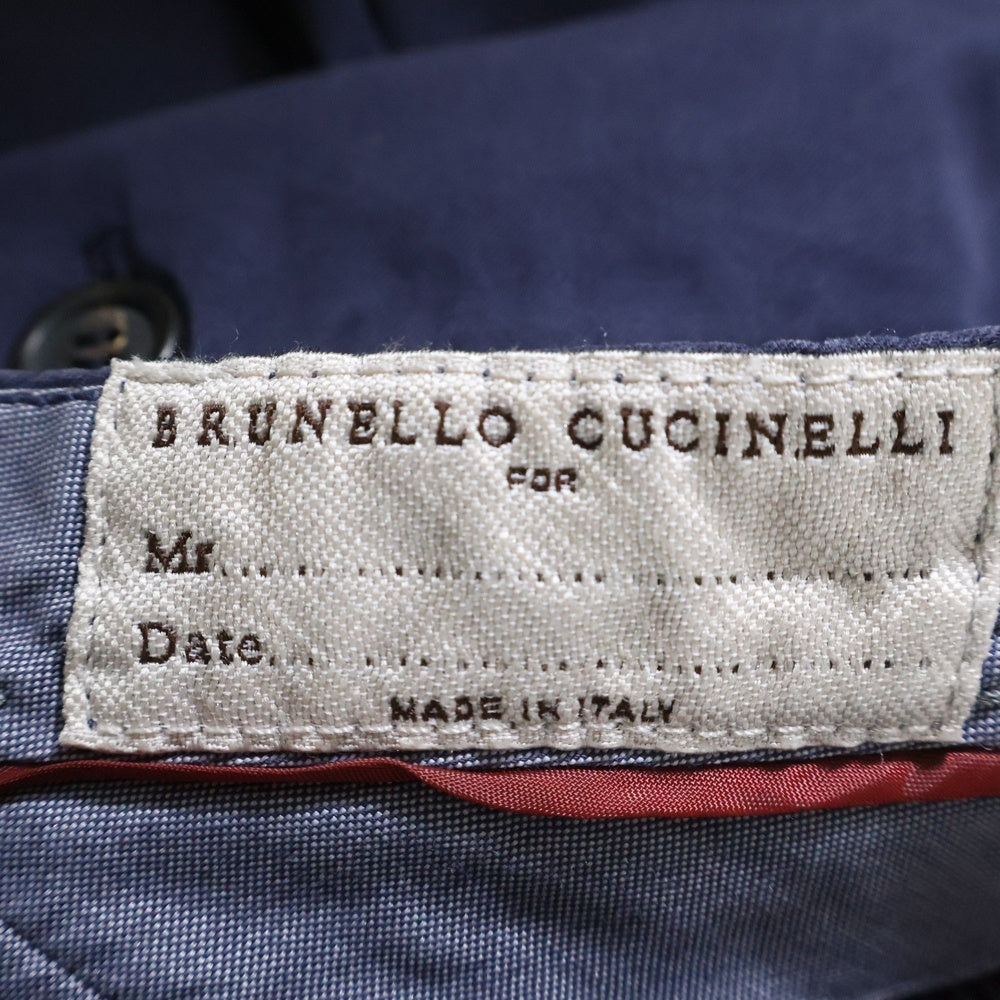 BRUNELLO CUCINELLI(ブルネロクチネリ) センタープレス ジップフライ コットン チノパンツ ネイビー