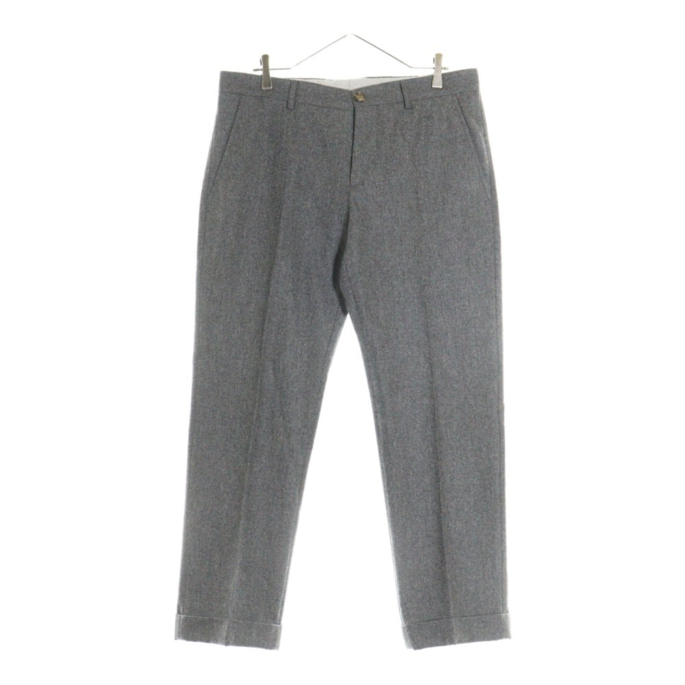 BRUNELLO CUCINELLI(ブルネロクチネリ) センタープレス ジップフライ ウール スラックスパンツ グレー