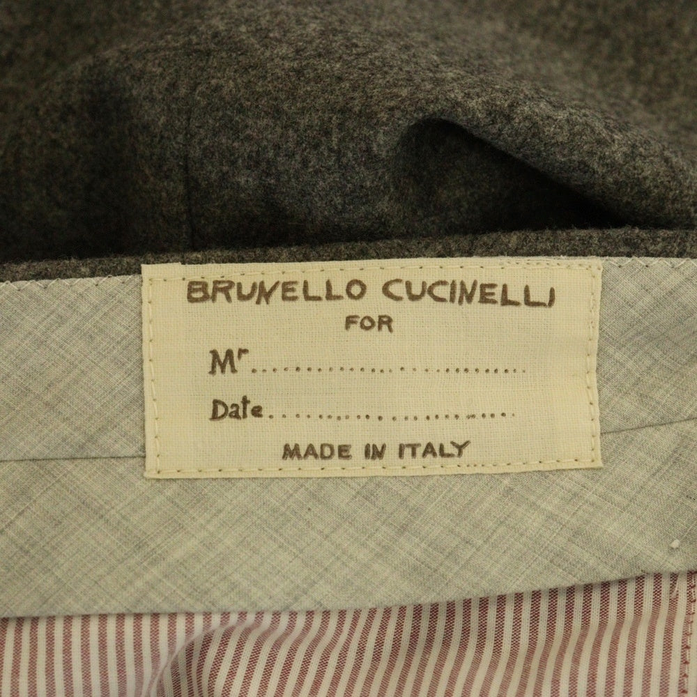 BRUNELLO CUCINELLI(ブルネロクチネリ) センタープレス ジップフライ ウール スラックスパンツ グレー