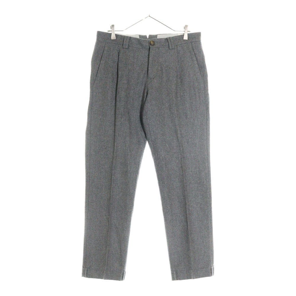 BRUNELLO CUCINELLI(ブルネロクチネリ) センタープレス ジップフライ ウール スラックスパンツ グレー